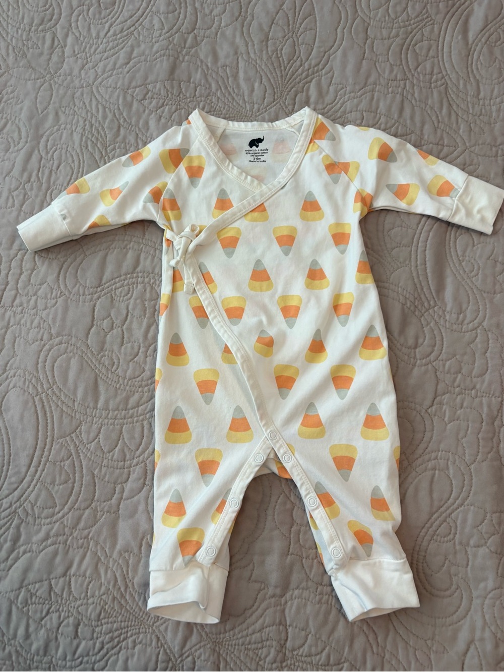 Cream Candy Corn Print Wrap One-Piece